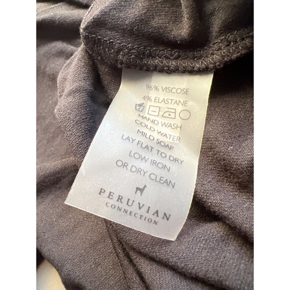 Peruvian Connection T-Shirt Dress Womens M Mini V-Neck 3/4 Sleeve Black Stretch - Picture 6 of 6